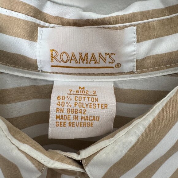 Vintage Tan and White Stripe Button Down Shirt Dress - Picture 4 of 8